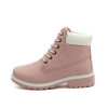 2017 new spring shoes Pink Nubuck Leather Women Boots Lace up Casual Ankle Boots Martin Round Toe Shoes Timber Boots 40N0882