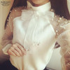 2017 New spring elegant organza bow of Pearl White blouse casual chiffon shirt women blouses tops blusas femininas 607I 25
