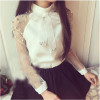 2017 New spring elegant organza bow of Pearl White blouse casual chiffon shirt women blouses tops blusas femininas