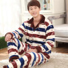 2017 New Spring Autumn Winter coral fleece Men Sleepwears Male Set plus size XXXL Thick flannel lounge long-sleeve Pajama Sets