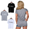 2017 Summer Casual Happy Printed Women T Shirt Harajuku Solid Short Sleeve Top Tees O Neck Casual T-shirts