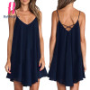 2017 Summer Beach Dress Women Strap Chiffon Beach Dress Loose Sexy Ladies Style Vestido Plus Size Black Female Bubblekiss