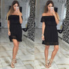 2017 Summer Autumn Dress Sexy Casual Off Shoulder Lace Dress Elastic waist Dress Plus Size Women Clothing Party Dresses Vestidos