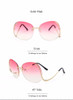 LongKeeper Sunglasses Cramilo Vintage Metal Retro Women Rimless Oversize Sunglasses Tint Lens Brand Designer UV400 AB256