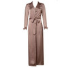 Long Trench Coat For Women Plus Size Tunic Long Sleeve Soft Silk Satin Coats Ladies Open Front Tie Waist Casual Long Outerwear