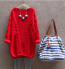 Long Sweater Women Autumn Winter Fashion O-Neck Twisted Chunky Cable Jumper Female Vintage Knitted Pullovers and Sweaters