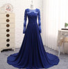 Long Sleeves Beaded Evening Dresses Party Elegant Gowns Champagne Chiffon A Line Vestidos De Festa Vestido Longo Robe De Soiree Long Sleeves Beaded Evening Dresses Party Elegant Gowns Champagne Chiffon A Line Vestidos De Festa Vestido Longo Robe De Soiree