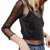 Long Sleeve Women Mesh Blouse Sheer Lace Ladies Transparent Tunic Female Office Shirt 2017 Summer Sexy Women Tops And Blouse