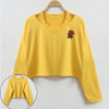 Long Sleeve Sweatshirt Rose Print Tops Causal Blouse Shirts