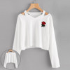 Long Sleeve Sweatshirt Rose Print Tops Causal Blouse Shirts