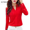 Long Sleeve Shirt Women Clothing 2017 Autumn Fashion Slim Chiffon Blouse V Neck Korean Elegant Ladies Office Shirts White Black Long Sleeve Shirt Women Clothing 2017 Autumn Fashion Slim Chiffon Blouse V Neck Korean Elegant Ladies Office Shirts White Black