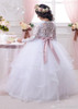 Long Sleeve First Communion Dress for Girls 2017 Lace Ball Gown Flower Girl Dresses White Cheap Pageant Gowns