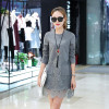 Long Sleeve Dress Women 2017 Spring Autumn Sexy O-Neck Lace Split Mini-Dress Plus Size Solid Straight Female Vestido De Festa