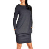 Casual Loose Pocket Long Sleeve Autumn Winter Dress 2017 Women O-Neck Plus Size Sheath Dress Work Office Dresses Vestidos