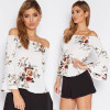 Casual Blouse Loose Sexy Women's Off Shoulder Tops Long Sleeve Shirt Flower Casual Blouse Loose Sexy Women's Off Shoulder Tops Long Sleeve Shirt Flower