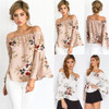 Casual Blouse Loose Sexy Women's Off Shoulder Tops Long Sleeve Shirt Flower Casual Blouse Loose Sexy Women's Off Shoulder Tops Long Sleeve Shirt Flower