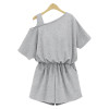 Casual 2017 Rompers Women one shoulder Jumpsuit Gray Summer Short Jumpsuit Beach High Waist Playsuits Plus Size army green