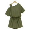 Casual 2017 Rompers Women one shoulder Jumpsuit Gray Summer Short Jumpsuit Beach High Waist Playsuits Plus Size army green