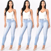 2017 Vintage Fit High Waist Jeans Elastic Femme Women Washed Blue Denim Skinny Jeans Classic Pencil Pants Plus Size 3XL
