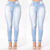 2017 Vintage Fit High Waist Jeans Elastic Femme Women Washed Blue Denim Skinny Jeans Classic Pencil Pants Plus Size 3XL
