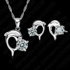 2017 Trendy Dolphine Design Pendant 925 Sterling Silver Fine Jewelry Necklace Earring For Women Wedding Set Gifts