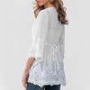 2017 Summer White Lace Blouse Women Elegant Half Sleeve Hollow Out Long Beach Tunic Blouses Shirts Casual Ruffles Hem Office Top