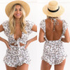 2017 Summer White Bodysuit Sexy Boho Backless Floral Jumpsuit Beachwear Rompers Women Floral Playsuit Sleeveless One Piece 2017 Summer White Bodysuit Sexy Boho Backless Floral Jumpsuit Beachwear Rompers Women Floral Playsuit Sleeveless One Piece