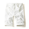 2017 Summer Thin Black White Denim Shorts Male Straight Knee Length Trousers Men's lightweight Short Ripped Jeans For Men