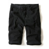 2017 Summer Thin Black White Denim Shorts Male Straight Knee Length Trousers Men's lightweight Short Ripped Jeans For Men