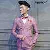 Latest Coat Pant Designs Double-Breasted Suit Man Dress Pink Tuxedo Prom Suits 3 Pieces (Jacket+Vest+Pant) Wedding Suit Mens
