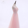 LANSITINA Sexy O-Neck A-Line Sweep Train Tulle Lace Evening Dress Bare Back Cheap Prom Dresses Robe De Soiree Party Dress