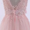 LANSITINA Sexy O-Neck A-Line Sweep Train Tulle Lace Evening Dress Bare Back Cheap Prom Dresses Robe De Soiree Party Dress