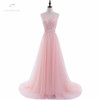 LANSITINA Sexy O-Neck A-Line Sweep Train Tulle Lace Evening Dress Bare Back Cheap Prom Dresses Robe De Soiree Party Dress