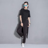 LANMREM 2018 New Summer Round Collar Long Sleeve Grey Irregular Hem Individuality Top Fashion Tide Korean Women T-shirt FB099