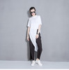 LANMREM 2018 New Summer Round Collar Long Sleeve Grey Irregular Hem Individuality Top Fashion Tide Korean Women T-shirt FB099