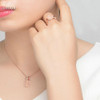 LAMOON FlowerRose Natural Pink Rose Quartz made with 925 Sterling Silver Jewelry Jewelry Set V033-1