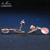 LAMOON Drop Earrings 925 Sterling Silver Oval Earrings Natrual Gemstone Rose Quartz Rose Earrings Fine Jewelry For Women