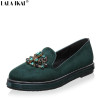 LALA IKAI Women Flats Loafers Rhinestone Flat Shoes Women Slip on Shoes for Women Suede Leather 60A0301-5