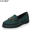 LALA IKAI Women Flats Loafers Rhinestone Flat Shoes Women Slip on Shoes for Women Suede Leather 60A0301-5