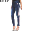 LALA IKAI Side Stripe Skinny Jeans Women Stretch High Waist Ankle Length Fashion Tassel Denim Boyfriend Jeans Female KWA0322-5