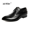 Jack Willden Plus Size 38-48 Luxury Pointed Toe Oxford Men's Brogue Dress Derby Shoes Carved Leather Mens Party Wedding Shoes