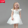 IYEAL Brand Toddler Girls Princess Baptism Dresses With Hat Baby Girl 1 Year Birthday Party Clothes Lace Christening Ball Gown
