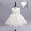 IYEAL Baby Girl Pageant Wedding Dresses + Hat Infant Princess Little Girls 1 Year Birthday Party Dress Newborn Christening Gowns
