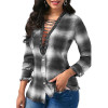 IYAEGE Womens Tops And Blouses 2018 Spring Plaid Shirts Casual Long Sleeve Blouse Sexy Lace Up Shirt Women Tunic Tops Blusas XXL