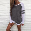 IYAEGE T Shirt Women 2018 Summer Long Sleeve Striped Tshirt Women Tops Basic Tees Baseball T Shirt Pullover Tee Shirt Femme 5XL