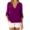 IYAEGE Loose Casual Fall Blouses Women Long Sleeve Deep V Neck Chiffon Blouse Shirt Button Back Asymmetric Ladies Tops Blusas