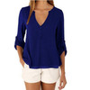 IYAEGE Loose Casual Fall Blouses Women Long Sleeve Deep V Neck Chiffon Blouse Shirt Button Back Asymmetric Ladies Tops Blusas