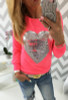 IYAEGE Fashion Women Cotton Blouses Tops O Neck Sequin Heart Shape Blusas Ropa Mujer Long Sleeve Blouse Casual Female Shirts