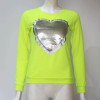 IYAEGE Fashion Women Cotton Blouses Tops O Neck Sequin Heart Shape Blusas Ropa Mujer Long Sleeve Blouse Casual Female Shirts