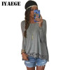 IYAEGE 2017 Fashion Long Sleeve Blouse Ladies Tops Sexy Lace Crochet Shirts Female Blouses Tunic Jumper Pullover Blusas Feminina
